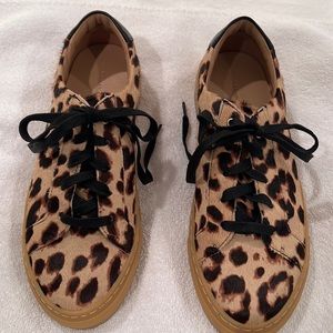 Banana Republic pony hair leopard print tennis shoes size 7